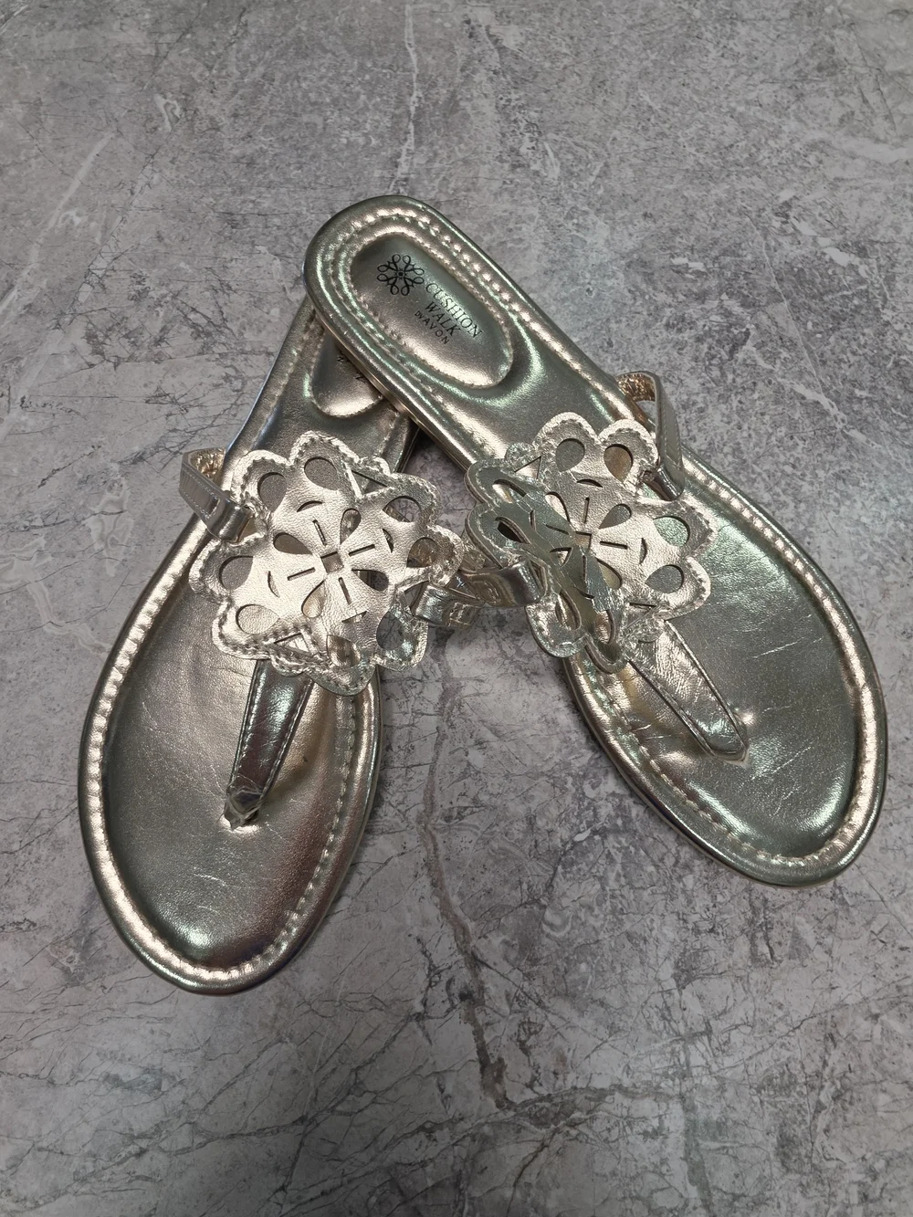 Avon Metallic Gold Flat Sandals